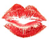 Bacio con labbra rosse